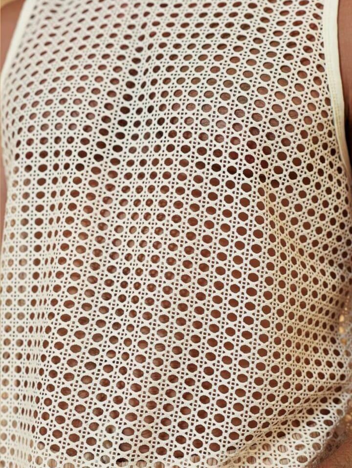 Men's Summer Vacation Style Mesh Sleeveless See-Through Tank Top Men Mesh Tank Top